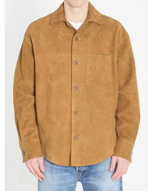 Ami Paris Suede Buttoned Overshirt - Natural
