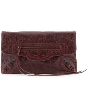 Balenciaga Leather Le City Clutch - Purple
