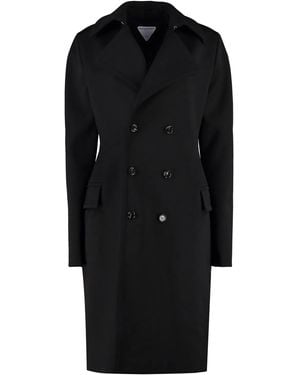 Bottega Veneta Double-Breasted Wool Coat - Black