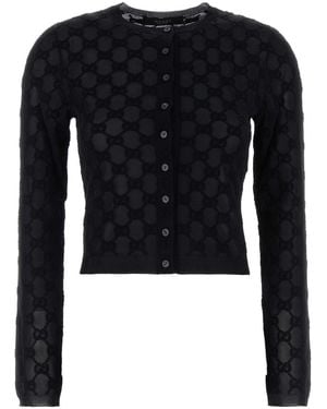 Gucci Gg All-Over Viscose Crepe Cardigan - Black