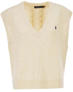 Polo Ralph Lauren Wool And Cashmere Cable-Knit Vest - Natural