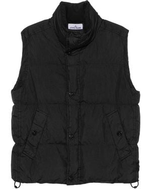 Stone Island Crinkled Quilted Sleeveless Vest - Black