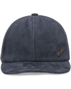 Borsalino Otis Suede Leather Cap - Blue