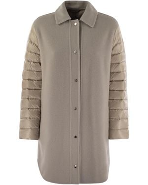 Herno Coat With Down Sleeves - Grey