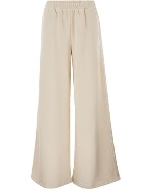 New Balance Wide-Leg Cotton-Blend Sweatpants - Natural