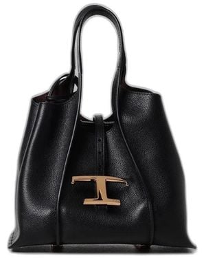 Tod's Calf Leather Tote Bag - Black
