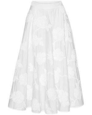 ROTATE BIRGER CHRISTENSEN Long Floral Skirt - White