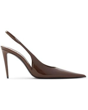 Saint Laurent Wood Guermantes Court Shoes - Brown