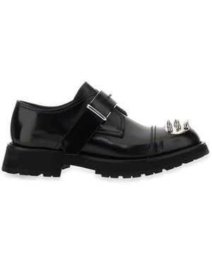 McQueen Studded Derby Dress Shoes Loafer With Rubber Sole - Black