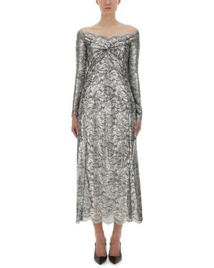 Rabanne Long Sleeves Long Lace Dress - Grey