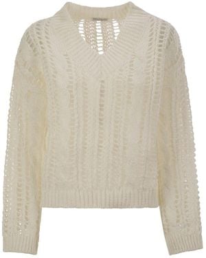 Brunello Cucinelli Cable & Mesh Jute And Cotton Jersey - Natural