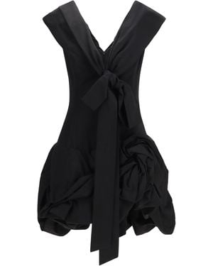 Magda Butrym Midi Dress With Draped Shawl Collar - Black