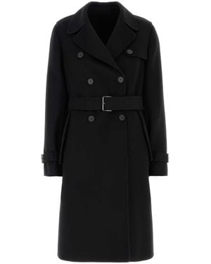 Fendi Trench Db Ff Double Wool - Black
