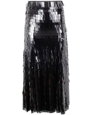 Self-Portrait Sequin Midi Skirt - Black