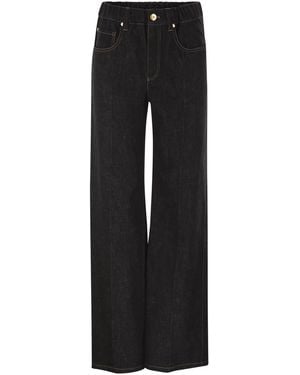 Brunello Cucinelli Wide-Leg Cotton Denim Jeans - Black