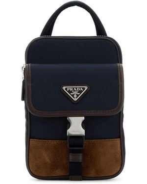 Prada Two-Tone Nylon And Suede Phone Case - Blue