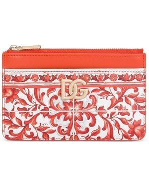 Dolce & Gabbana Dolce & Gabbana Majolica-Print 3.5 Calfskin Card Holder - Red