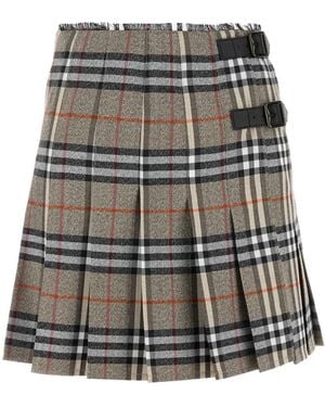 Burberry Embroidered Wool Skirt - Grey