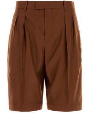 Saint Laurent Caramel Cashmere Bermuda Shorts - Brown