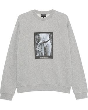 Emporio Armani Logo Print Crewneck Sweatshirt - Grey
