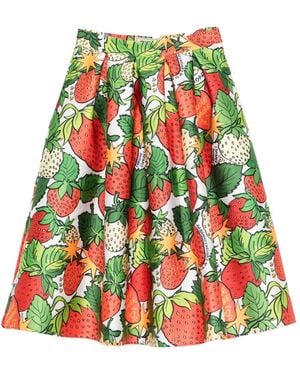 ALESSANDRO ENRIQUEZ Printed Midi Skirt - Red