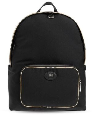Burberry Check-Trim Backpack - Black