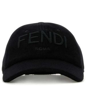 Fendi Wool Blend Baseball Cap - Black