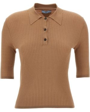 Prada Cotton Polo Shirt - Brown
