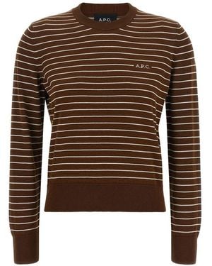 A.P.C. Ecru Cotton Jumper - Brown