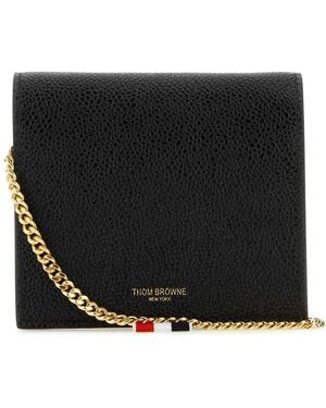 Thom Browne Leather Card Holder - Black
