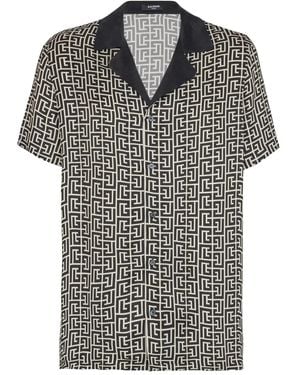 Balmain Shirt With Monogrammed Print - Black