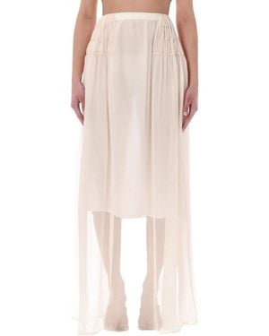 Dries Van Noten Long Sheer Chiffon Skirt - Pink