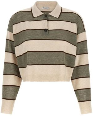 Brunello Cucinelli 'Sparkling Stripes' Polo Shirt - Multicolour