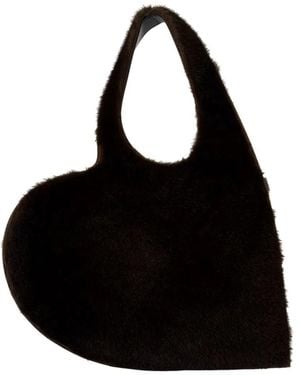Coperni Faux Fur Heart Shoulder Bag - Black