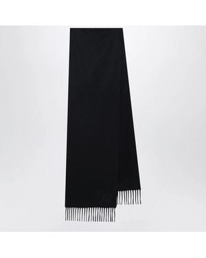 Max Mara Cashmere Stole With Monogram Embroidery - Black