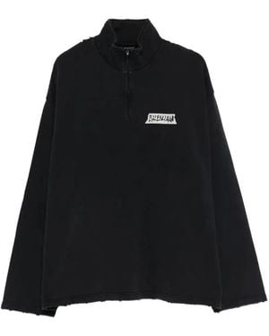 Balenciaga High Neck Half Zip Jumper - Black