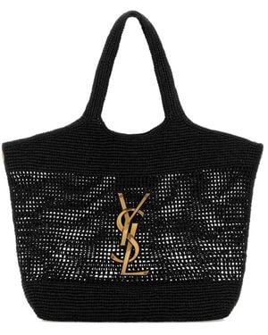 Saint Laurent Shoulder Bag Rafia - Black
