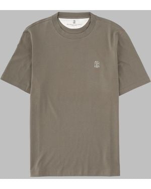 Brunello Cucinelli T-Shirt Con Logo - Grey