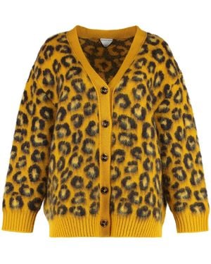 Bottega Veneta Embroidered Wool Blend Oversize Cardigan - Yellow