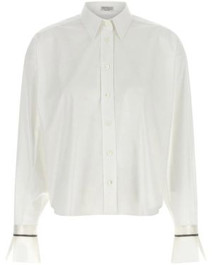 Brunello Cucinelli 'Shiny Cuffs' Shirt - White