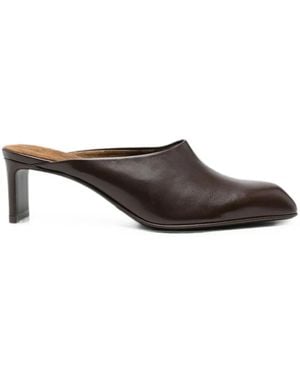 KHAITE Colt Leather Mules - Brown