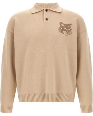 Maison Kitsuné 'Fox Head Intarsia' Sweater - Natural