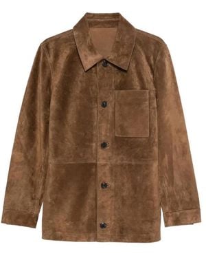 Yves Salomon Buttoned Suede Jacket - Brown
