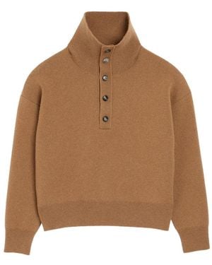 Ami Paris Wool High-Neck Jumper - Brown