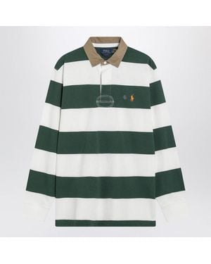 Polo Ralph Lauren Cream Striped Classic Fit Polo Shirt - Green