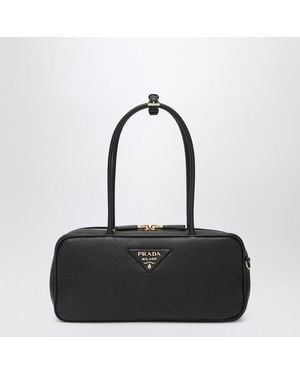 Prada Medium Leather Bowling Bag - Black