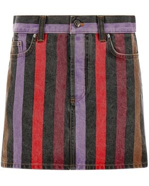 Versace Striped Denim Skirt - Red