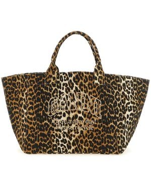 Ganni 'Leopard Xxl' Shopping Bag - Metallic