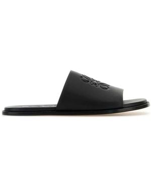 Loewe Leather Paula S Ibiza Flex Slippers - Black