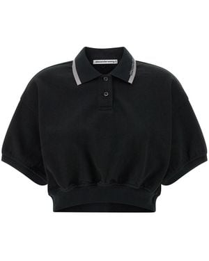 T By Alexander Wang Cotton Polo Shirt - Black